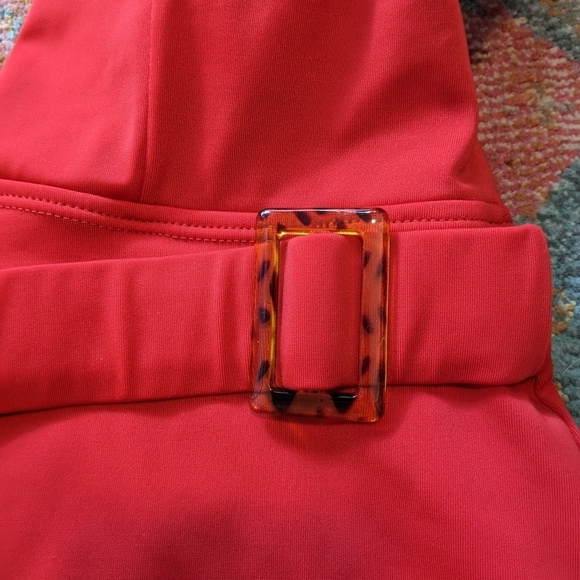 Vintage Red Belted Ruffle One Piece Swim Size M - Picture 5 of 11